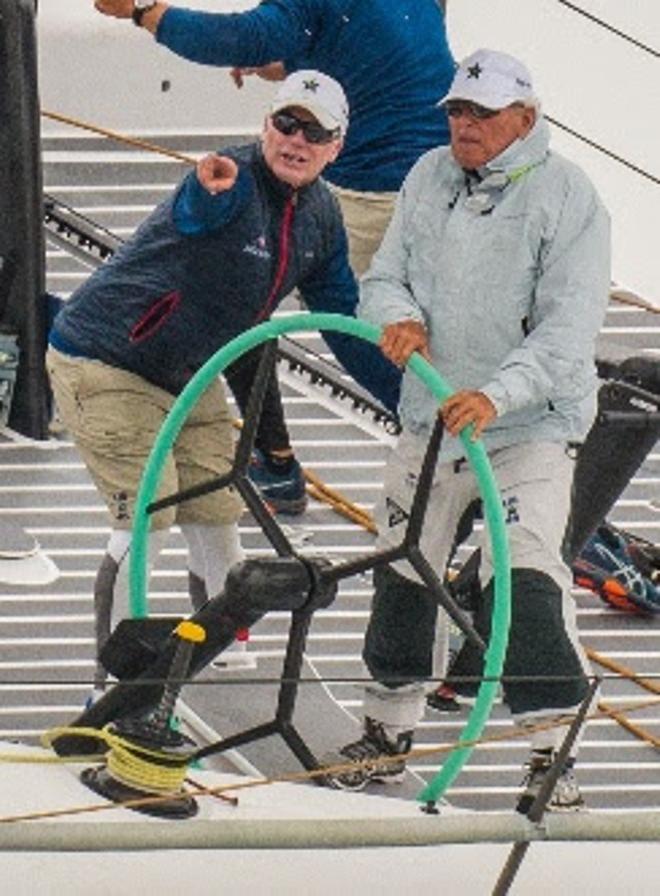 Fauth (far right, with Terry Hutchinson, on board Fauth's 72-foot Bella Mente)  ©  Rolex/Daniel Forster http://www.regattanews.com